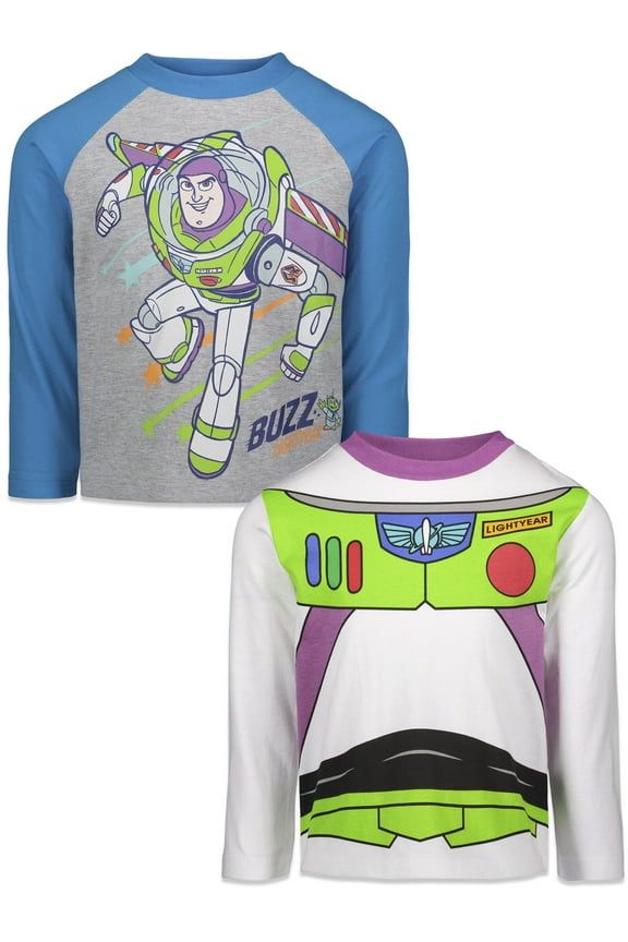 Pixar Toy Story Buzz Lightyear Toddler Boys 2 Pack Long Sleeve T-Shirts Toddler to Big Kid