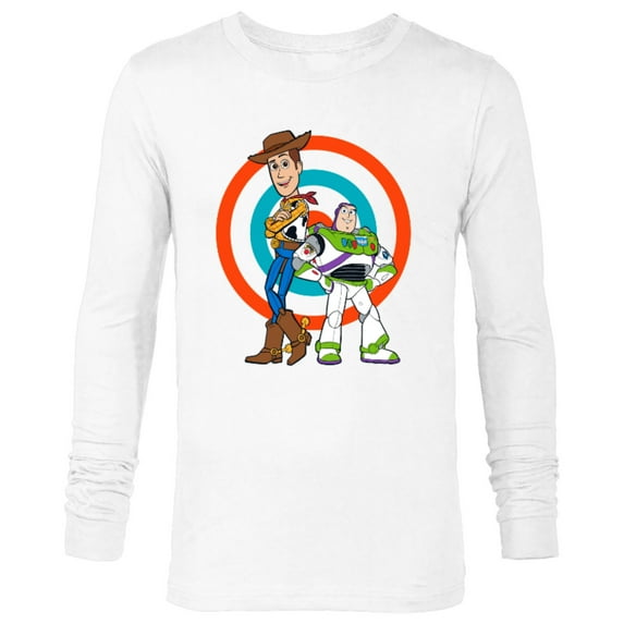 Disney Pixar Toy Story Buzz Lightyear and Woody T-Shirt - Long Sleeve T-Shirt for Men - Customized-White
