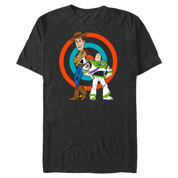 Disney Pixar Toy Story Buzz Lightyear and Woody T-Shirt- Short Sleeve Blended T-Shirt for Adults - Customized-Dark Heather