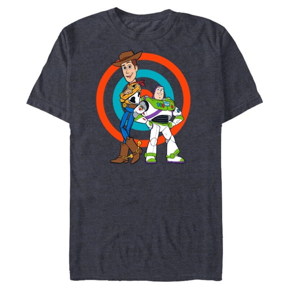 Disney Pixar Toy Story Buzz Lightyear and Woody T-Shirt- Short Sleeve Blended T-Shirt for Adults - Customized-Navy Heather