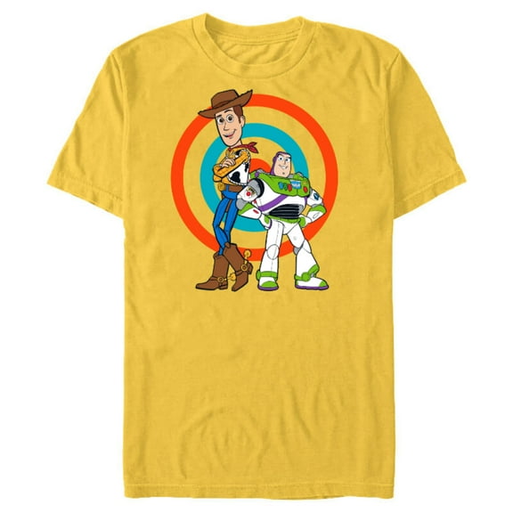 Disney Pixar Toy Story Buzz Lightyear and Woody T-Shirt- Short Sleeve Blended T-Shirt for Adults - Customized-Yellow