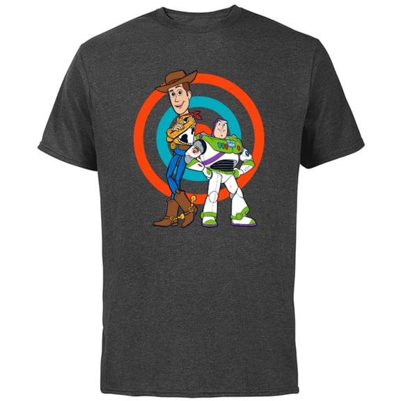 Disney Pixar Toy Story Buzz Lightyear and Woody T-Shirt - Short Sleeve Cotton T-Shirt for Adults - Customized-Charcoal