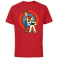 thumbnail image 1 of Disney Pixar Toy Story Buzz Lightyear and Woody T-Shirt - Short Sleeve Cotton T-Shirt for Adults - Customized-Red, 1 of 5