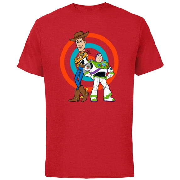 Disney Pixar Toy Story Buzz Lightyear and Woody T-Shirt - Short Sleeve Cotton T-Shirt for Adults - Customized-Red