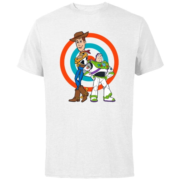 Disney Pixar Toy Story Buzz Lightyear and Woody T-Shirt - Short Sleeve Cotton T-Shirt for Adults - Customized-White