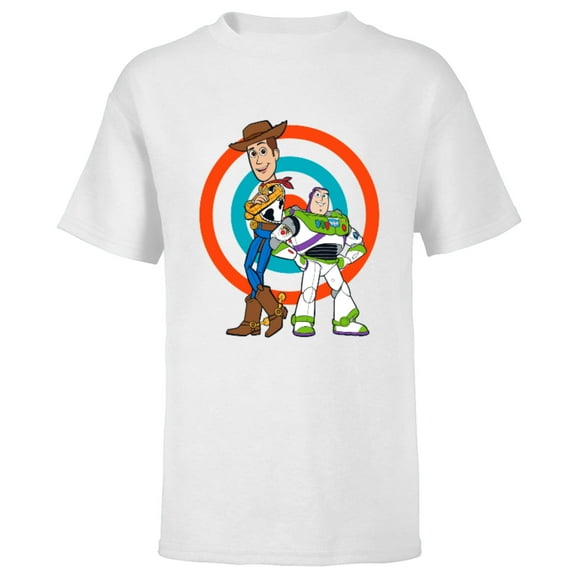 Disney Pixar Toy Story Buzz Lightyear and Woody T-Shirt - Short Sleeve T-Shirt for Kids - Customized-White