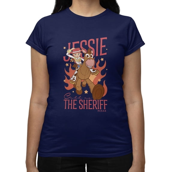 Disney Pixar Toy Story Call Me Sheriff Jessie Women's T Shirt (Navy, S-XXL)