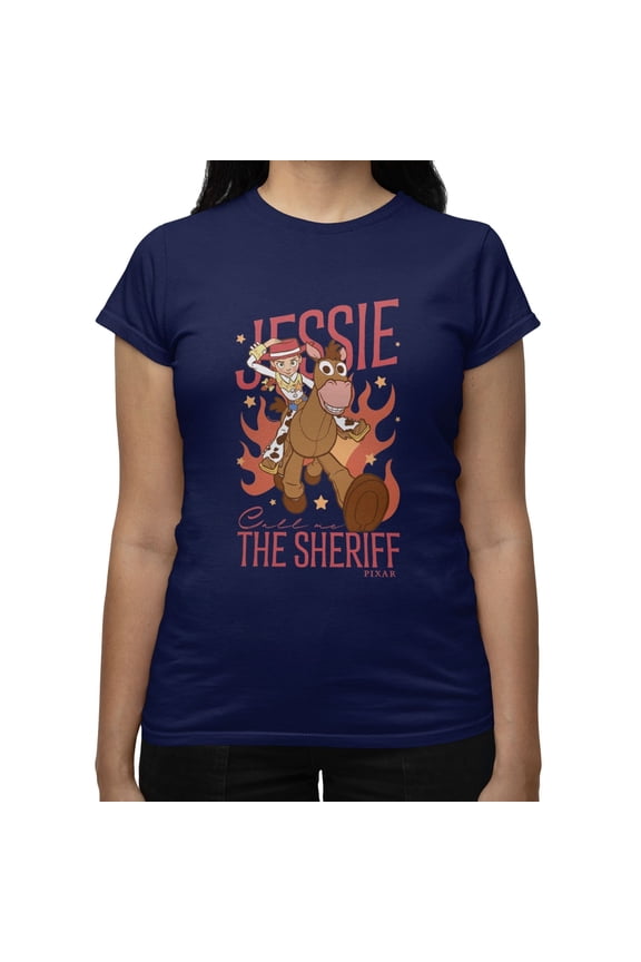 Pixar Toy Story Call Me Sheriff Jessie Women's T Shirt (Navy, S-XXL)