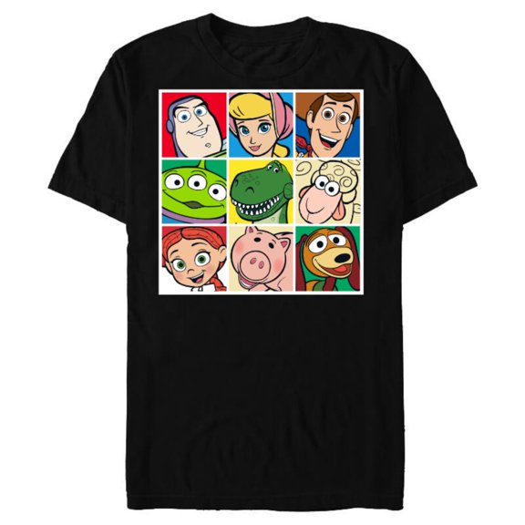 Disney Pixar Toy Story Cast Character Grid T-Shirt- Short Sleeve Blended T-Shirt for Adults - Customized-Black Snow Heather