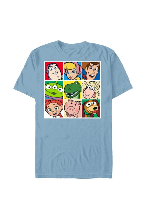 Disney Pixar Toy Story Cast Character Grid T-Shirt- Short Sleeve Blended T-Shirt for Adults - Customized-Celadon Snow Heather