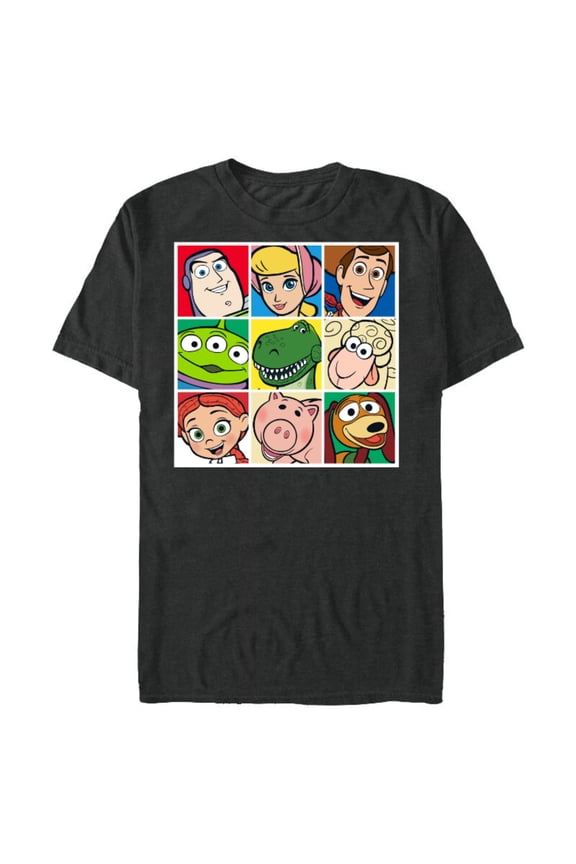 Disney Pixar Toy Story Cast Character Grid T-Shirt- Short Sleeve Blended T-Shirt for Adults - Customized-Graphite Snow Heather
