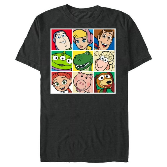 Disney Pixar Toy Story Cast Character Grid T-Shirt- Short Sleeve Blended T-Shirt for Adults - Customized-Graphite Snow Heather