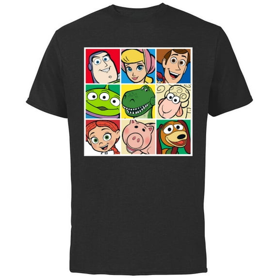 Disney Pixar Toy Story Cast Character Grid T-Shirt - Short Sleeve Cotton T-Shirt for Adults - Customized-Black