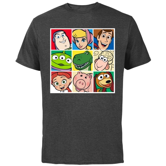Disney Pixar Toy Story Cast Character Grid T-Shirt - Short Sleeve Cotton T-Shirt for Adults - Customized-Charcoal Heather