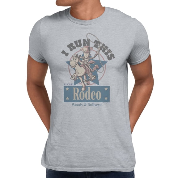 Disney Pixar Toy Story I Run This Rodeo Woody Bullseye Men's T Shirt (Sport Grey, S-XXXL)
