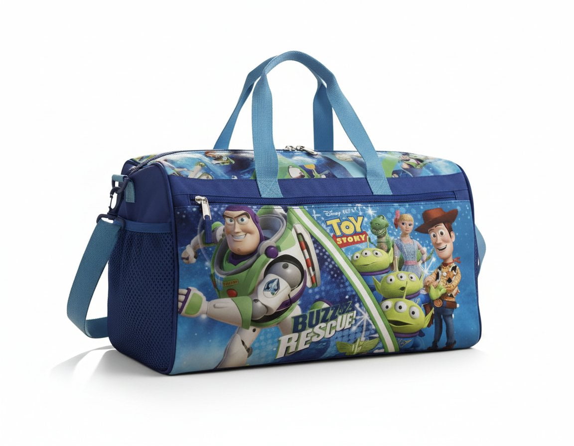 Disney Pixar Toy Story Kids Duffle Bag  Buzz Lightyear, Woody & Friends Travel Gym Bag with Adjustable Strap