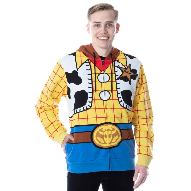 Disney Pixar Toy Story Men's I Am Woody The Cowboy Costume Adult Zip Hoodie  (LG)