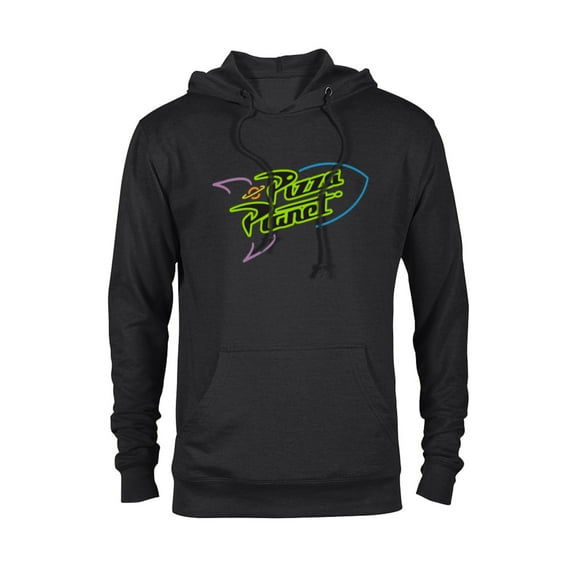 Disney Pixar Toy Story Pizza Planet Rocket Ship Neon T-Shirt - Pullover Hoodie for Adults - Customized-Black
