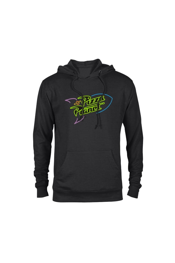 Disney Pixar Toy Story Pizza Planet Rocket Ship Neon T-Shirt - Pullover Hoodie for Adults - Customized-Black