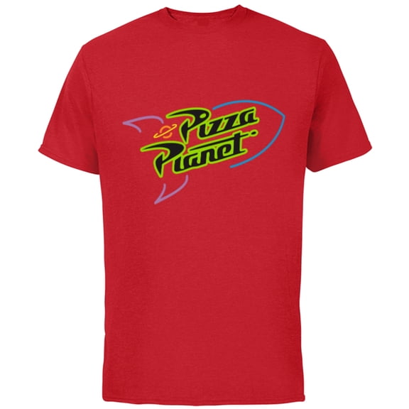 Disney Pixar Toy Story Pizza Planet Rocket Ship Neon T-Shirt - Short Sleeve Cotton T-Shirt for Adults - Customized-Red