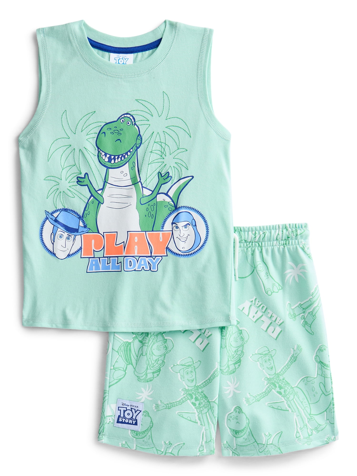 Disney Pixar Toy Story Toddler Boys Graphic Tank Top and Matching Allover Print Shorts Set, 2-Piece, Sizes 12M-5T