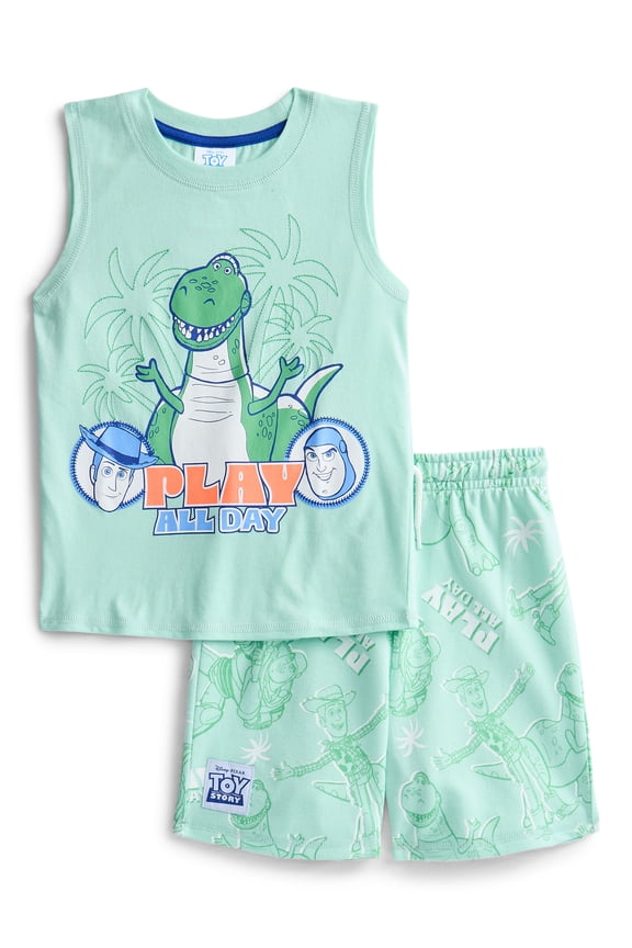 Disney Pixar Toy Story Toddler Boys Graphic Tank Top and Matching Allover Print Shorts Set, 2-Piece, Sizes 12M-5T
