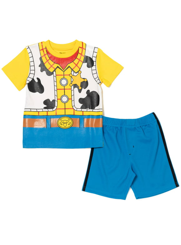 Disney Pixar Toy Story Woody Big Boys Cosplay T-Shirt and Mesh Shorts Outfit Set Toddler to Big Kid