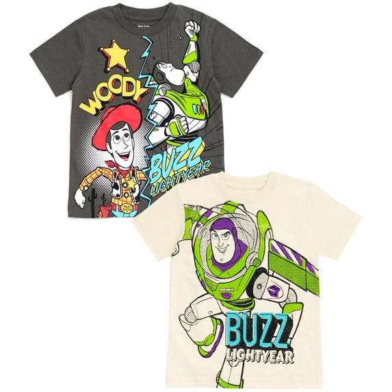 Disney Pixar Toy Story Woody Buzz Lightyear 2 Pack T-Shirts Toddler to Little Kid
