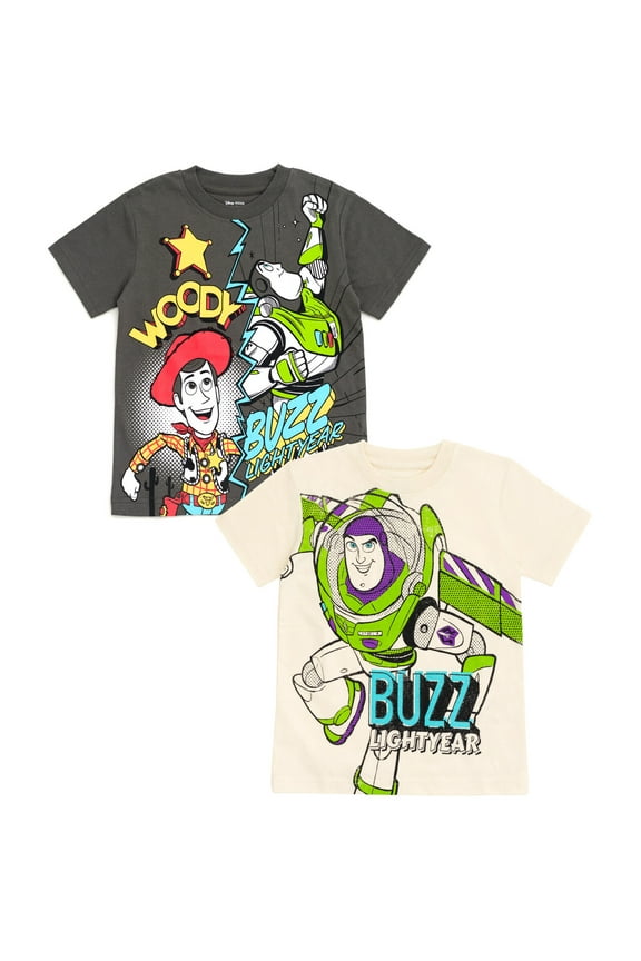 Pixar Toy Story Woody Buzz Lightyear 2 Pack T-Shirts Toddler to Little Kid