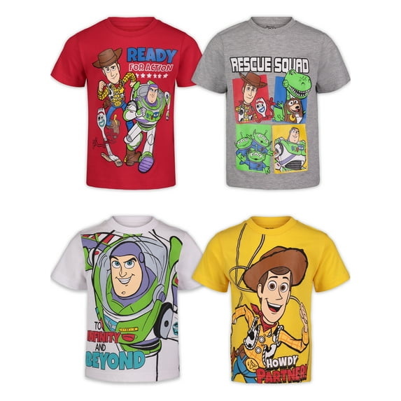 Disney Pixar Toy Story Woody Buzz Lightyear Forky Rex Slinky Dog Big Boys 4 Pack T-Shirt White 8