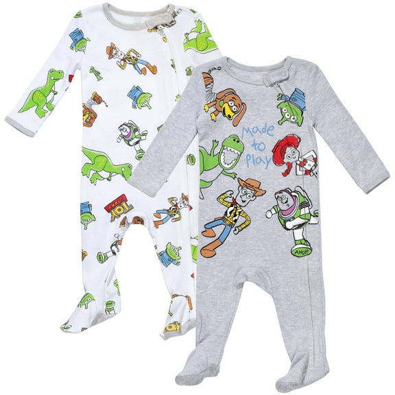 Disney Pixar Toy Story Woody Buzz Lightyear Jessie Infant Baby Boys 2 Pack Zip Up Sleep N' Plays Newborn to Infant