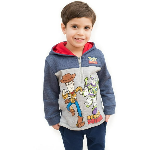 Disney Pixar Toy Story Woody Buzz Lightyear Little Boys Fleece Half Zip Hoodie Toddler to Big Kid