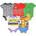 thumbnail image 1 of Disney Pixar Toy Story Woody Buzz Lightyear Slinky Dog Infant Baby Boys 5 Pack Bodysuits Newborn to Infant, 1 of 5