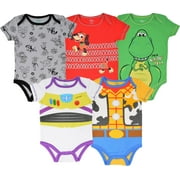 Disney Pixar Toy Story Woody Buzz Lightyear Slinky Dog Infant Baby Boys 5 Pack Bodysuits Newborn to Infant