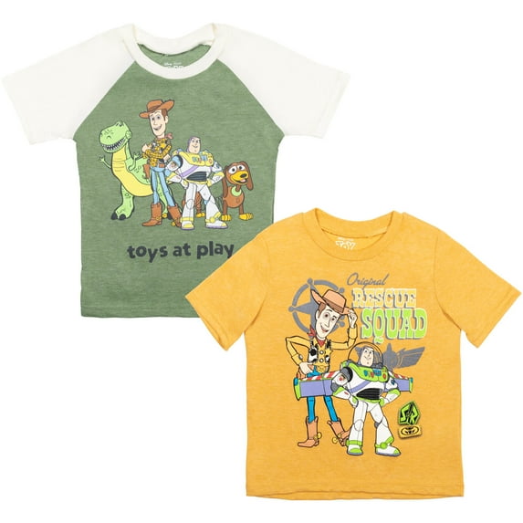 Disney Pixar Toy Story Woody Buzz Lightyear Slinky Dog Toddler Boys 2 Pack Cosplay T-Shirts Toddler to Little Kid