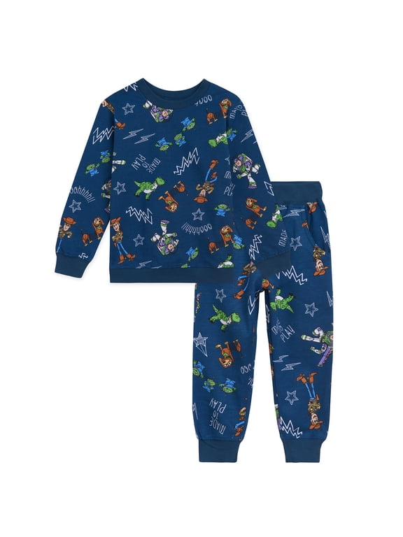Pixar Toy Story Woody Buzz Lightyear Slinky Dog Toddler Boys French Terry Sweatshirt and Jogger Pants Set Toddler to Little Kid