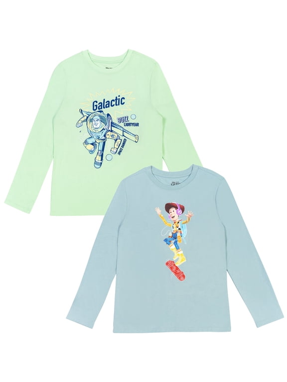 Pixar Toy Story Woody Buzz Lightyear Toddler Boys 2 Pack Long Sleeve T-Shirts Toddler to Big Kid