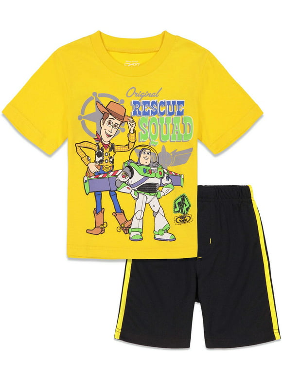 Disney Pixar Toy Story Woody Buzz Lightyear Toddler Boys Athletic T-Shirt Mesh Shorts Outfit Set Infant to Big Kid