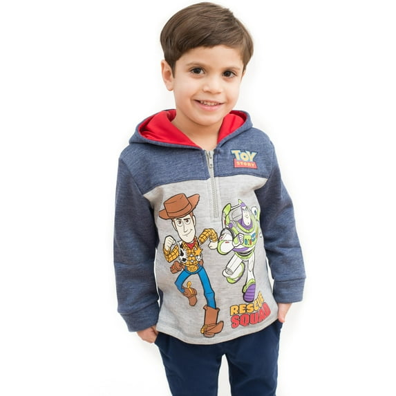 Disney Pixar Toy Story Woody Buzz Lightyear Toddler Boys Fleece Half Zip Hoodie Toddler to Big Kid