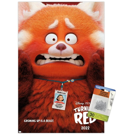 Disney Pixar Turning Red - Teaser One Sheet Wall Poster with Pushpins, 14.725" x 22.375"