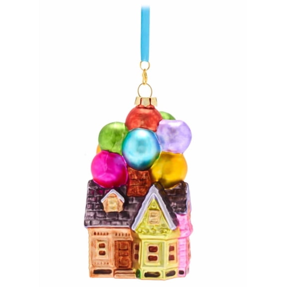 Disney Pixar Up Balloon House Christmas Glass Ornament New with Tag