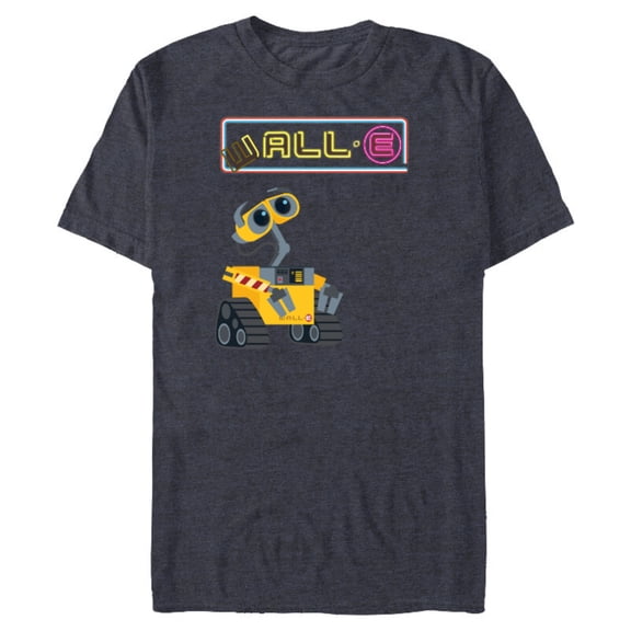 Disney Pixar WALL-E Neon Sign T-Shirt- Short Sleeve Blended T-Shirt for Adults - Customized-Navy Heather
