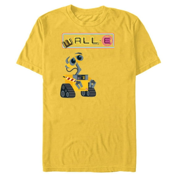 Disney Pixar WALL-E Neon Sign T-Shirt- Short Sleeve Blended T-Shirt for Adults - Customized-Yellow