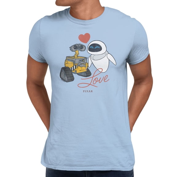 Disney Pixar Wall-E Men's Love Eve T-Shirt (Light Blue, S-XXXL)