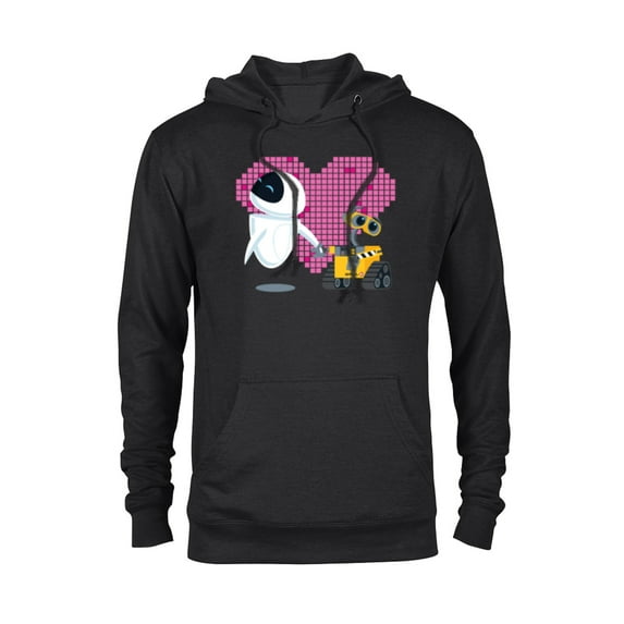 Disney Pixar Wall-E and Eve Geometric Heart T-Shirt - Pullover Hoodie for Adults - Customized-Black