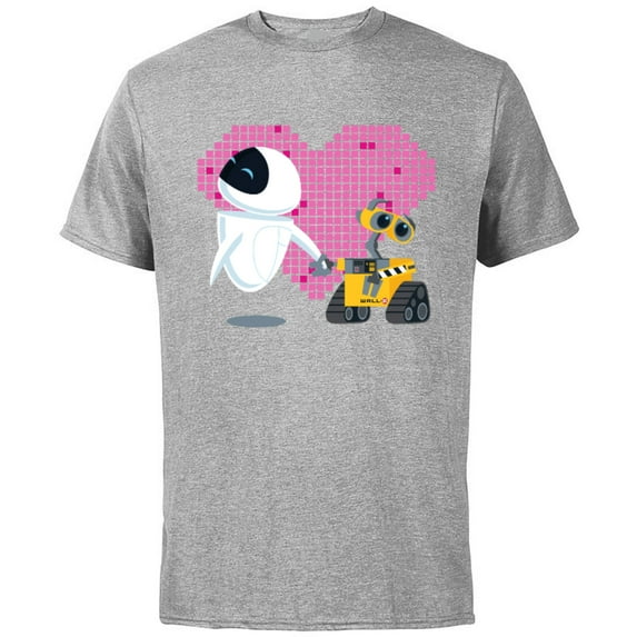 Disney Pixar Wall-E and Eve Geometric Heart T-Shirt - Short Sleeve Cotton T-Shirt for Adults - Customized-Athletic Heather