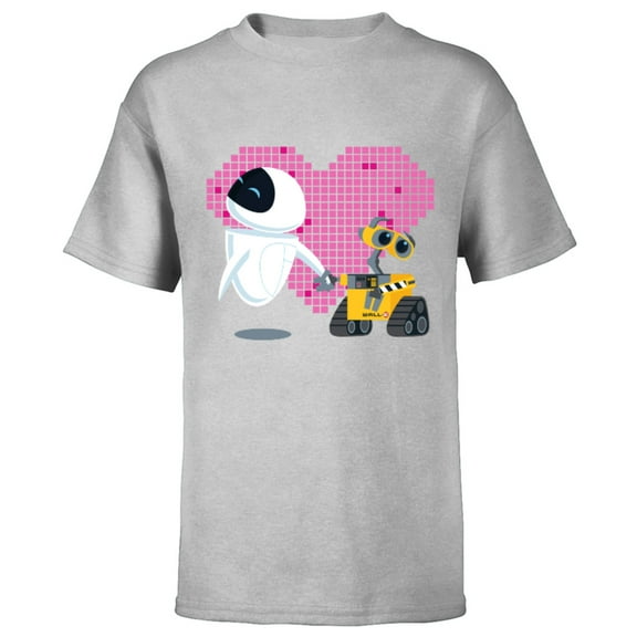 Disney Pixar Wall-E and Eve Geometric Heart T-Shirt - Short Sleeve T-Shirt for Kids - Customized-Athletic Heather