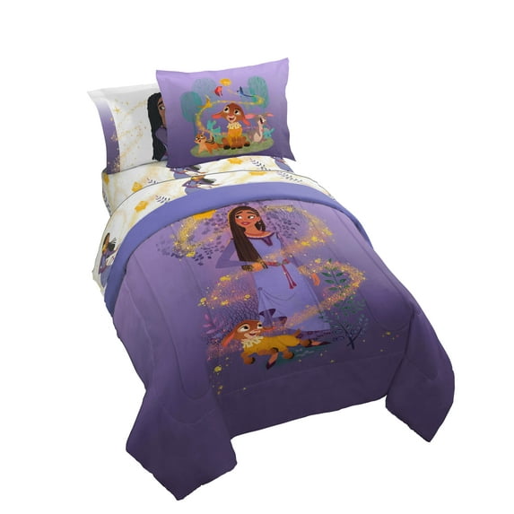 Disney Pixar Wish Shine On Star 5 Piece Twin Size Kids Bed Set with Shams