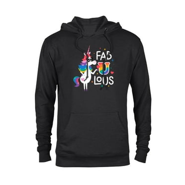 Disney & Pixar’s Inside Out Rainbow Unicorn Fab U Lous Pride - Pullover Hoodie for Adults - Customized-Black