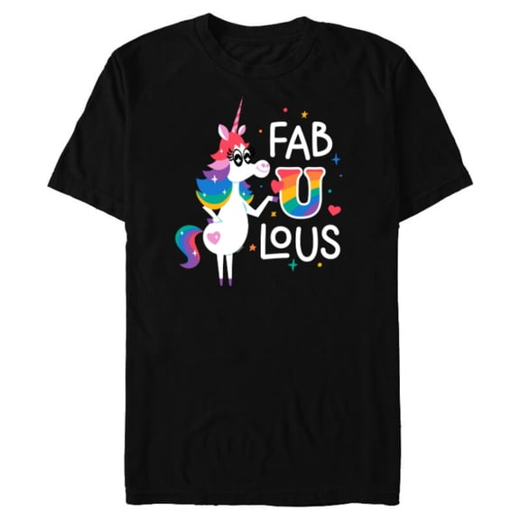 Disney & Pixar’s Inside Out Rainbow Unicorn Fab U Lous Pride - Short Sleeve Blended T-Shirt for Adults - Customized-Black